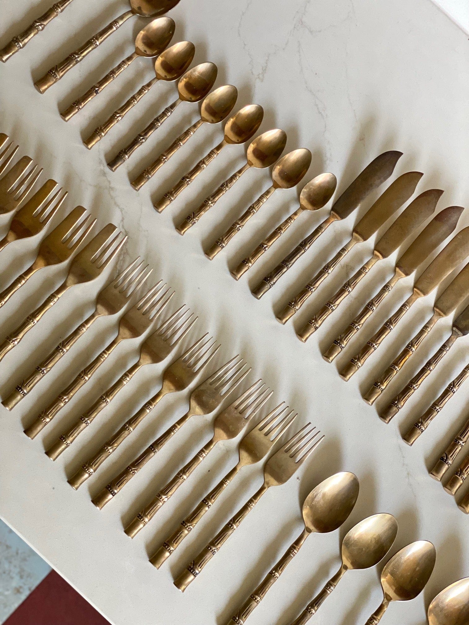 KEPT London Stock Brass bamboo cutlery set