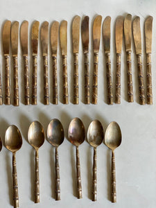 KEPT London Stock Brass bamboo cutlery set