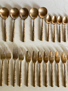 KEPT London Stock Brass bamboo cutlery set