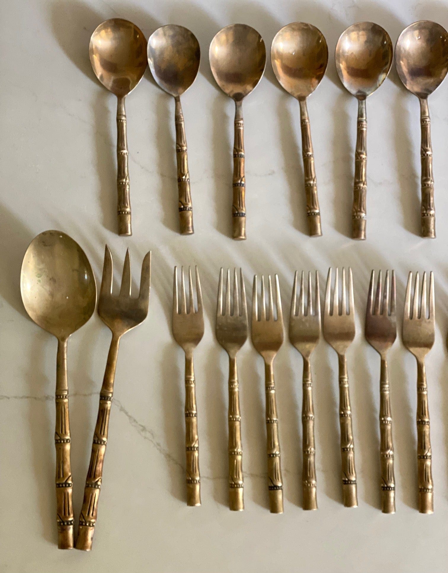 KEPT London Stock Brass bamboo cutlery set