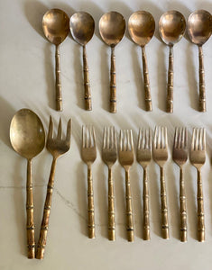 KEPT London Stock Brass bamboo cutlery set