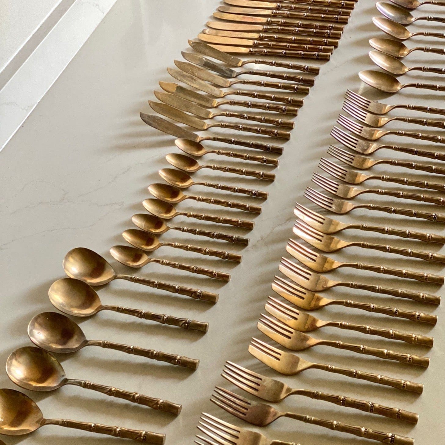KEPT London Stock Brass bamboo cutlery set