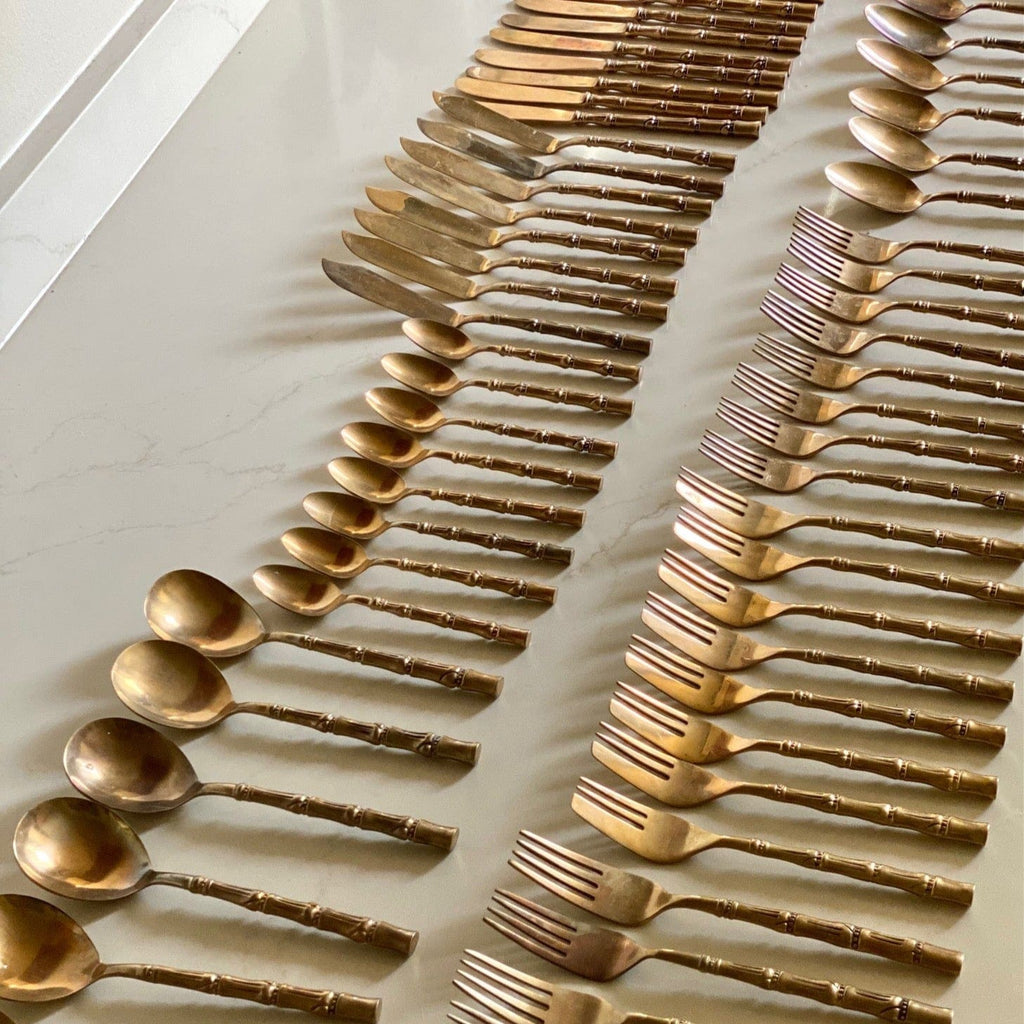 KEPT London Stock Brass bamboo cutlery set