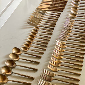 KEPT London Stock Brass bamboo cutlery set