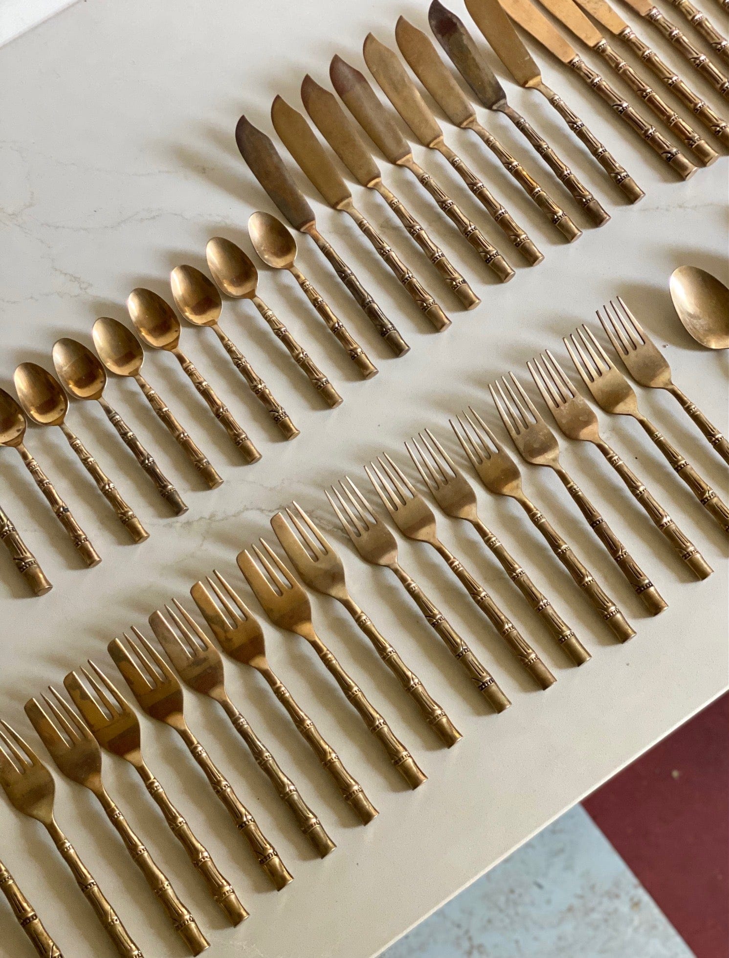 KEPT London Stock Brass bamboo cutlery set
