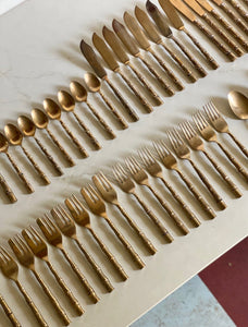 KEPT London Stock Brass bamboo cutlery set