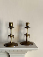 Load image into Gallery viewer, KEPT London Stock Brass candlesticks with hoops
