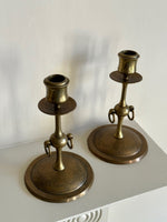 Load image into Gallery viewer, KEPT London Stock Brass candlesticks with hoops
