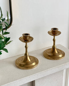 KEPT London Brass candlesticks with scalloped detail