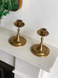 KEPT London Brass candlesticks with scalloped detail