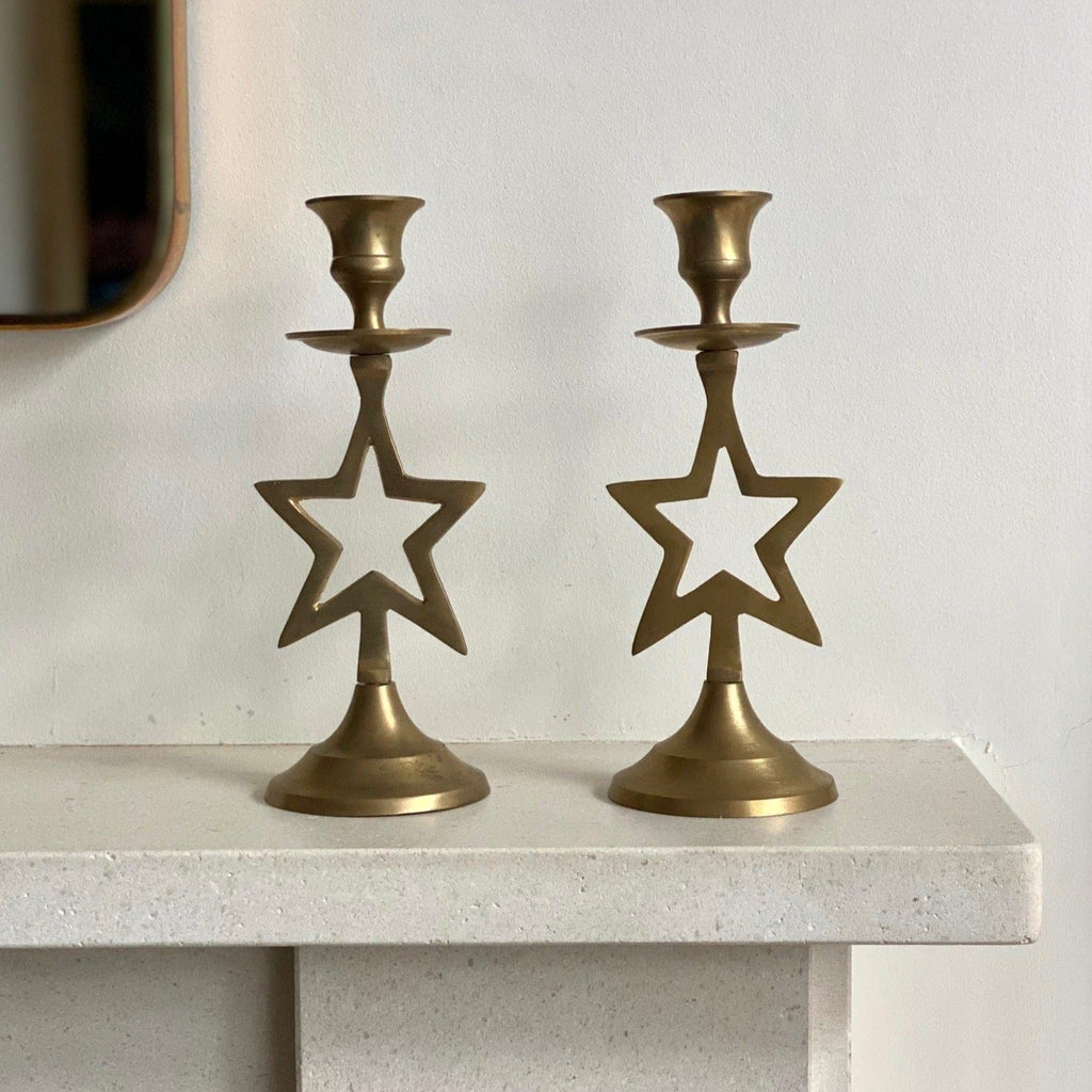 KEPT London Brass candlesticks with stars