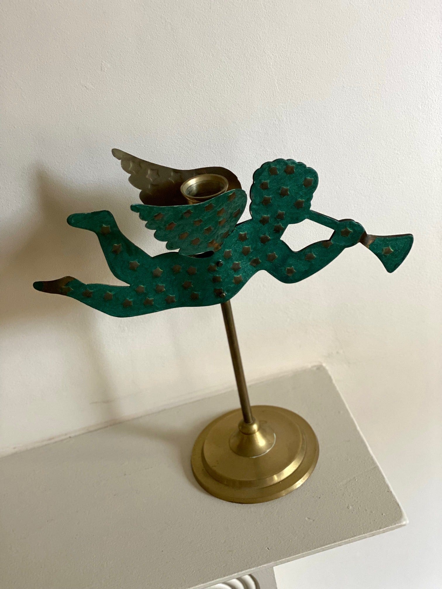 KEPT London Stock Brass cherub candlestick