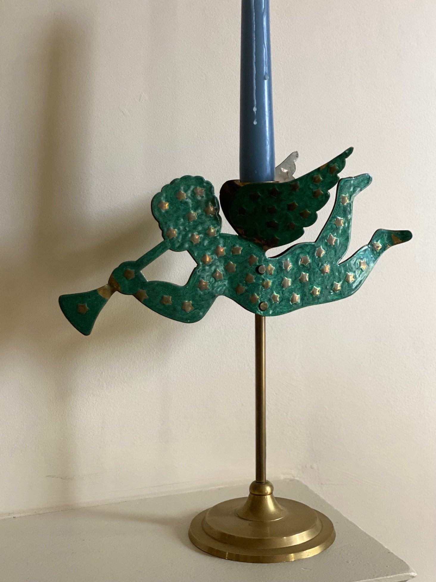 KEPT London Stock Brass cherub candlestick