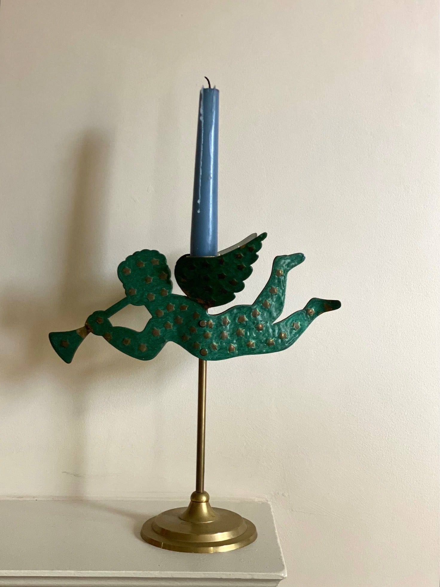 KEPT London Stock Brass cherub candlestick