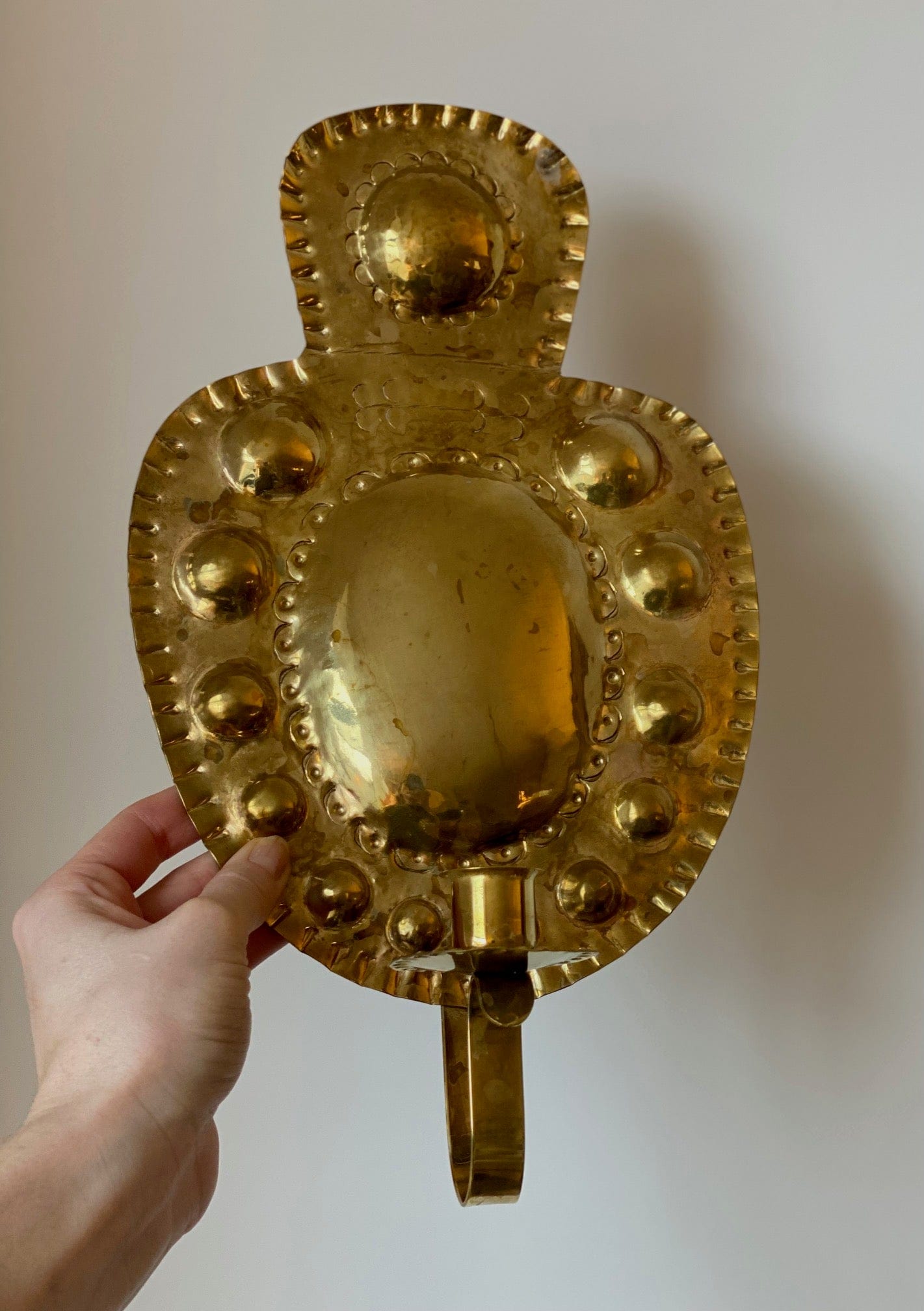 KEPT London Stock Brass embossed wall sconce