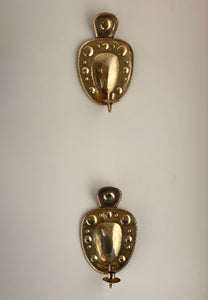 KEPT London Brass embossed wall sconces, A W Borgh, 1950s