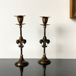 Load image into Gallery viewer, KEPT London Brass fleur de lis candlesticks
