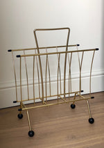 Load image into Gallery viewer, KEPT London Stock Brass magazine rack with ball feet
