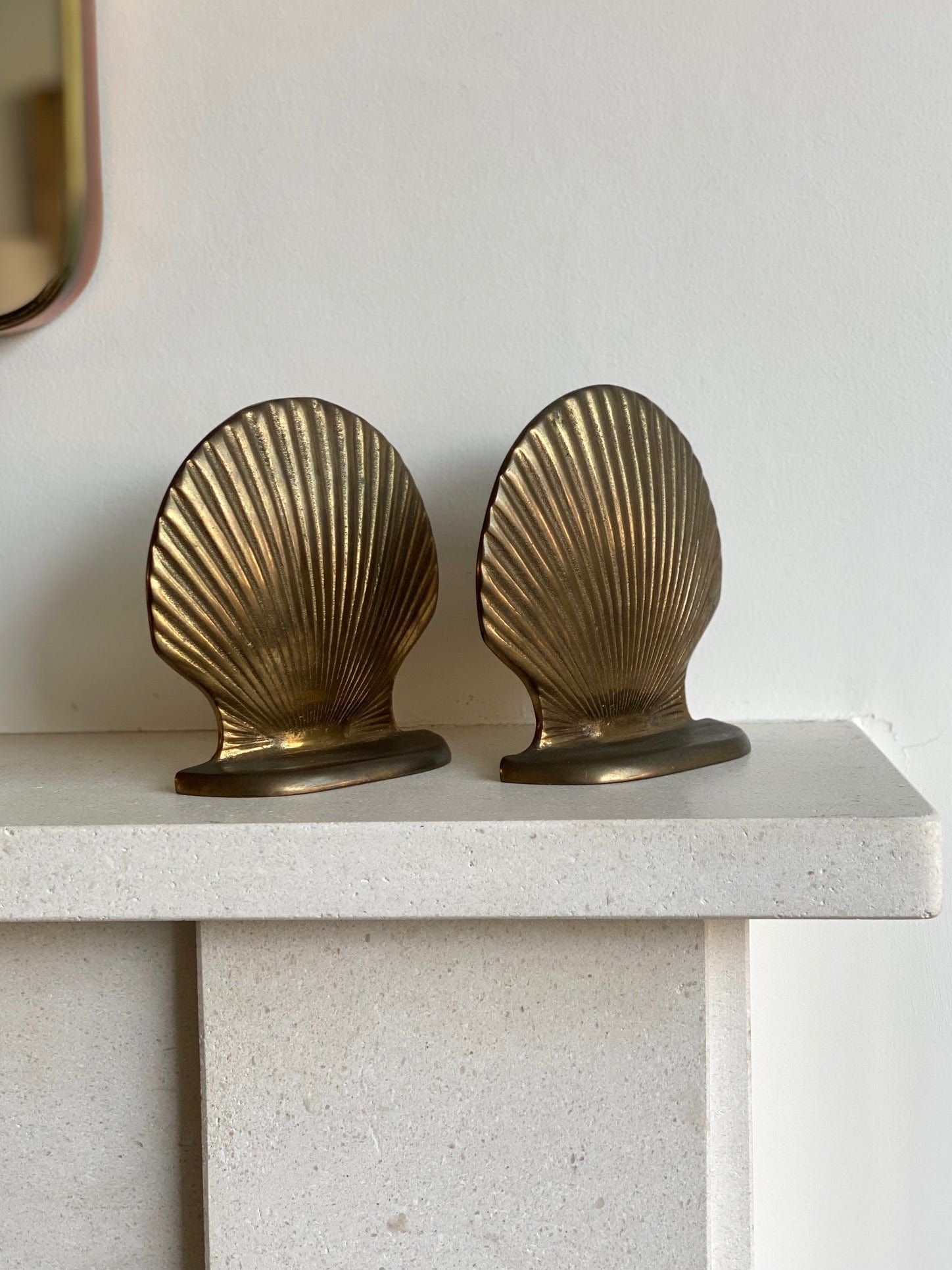 KEPT London Stock Brass shell shape bookends