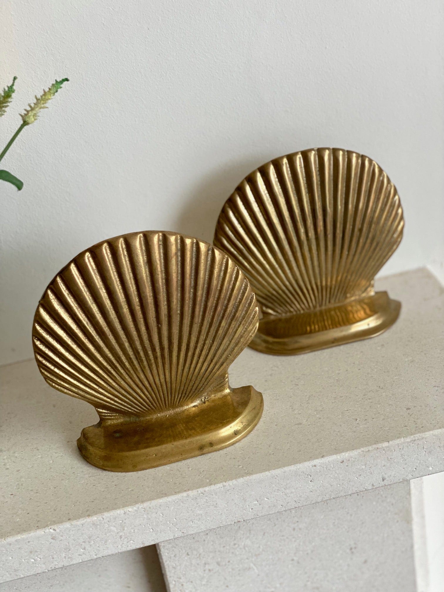 KEPT London Brass shell shaped bookends