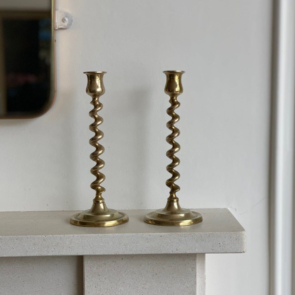 KEPT London Brass spiral candlesticks