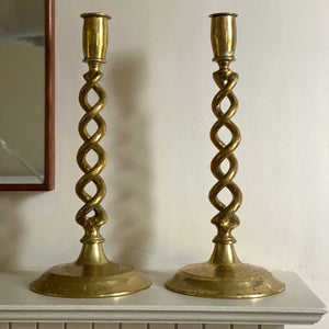 KEPT London Stock Brass twisted heavy candlesticks