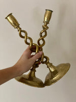 Load image into Gallery viewer, KEPT London Stock Brass twisted heavy candlesticks
