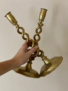 KEPT London Stock Brass twisted heavy candlesticks