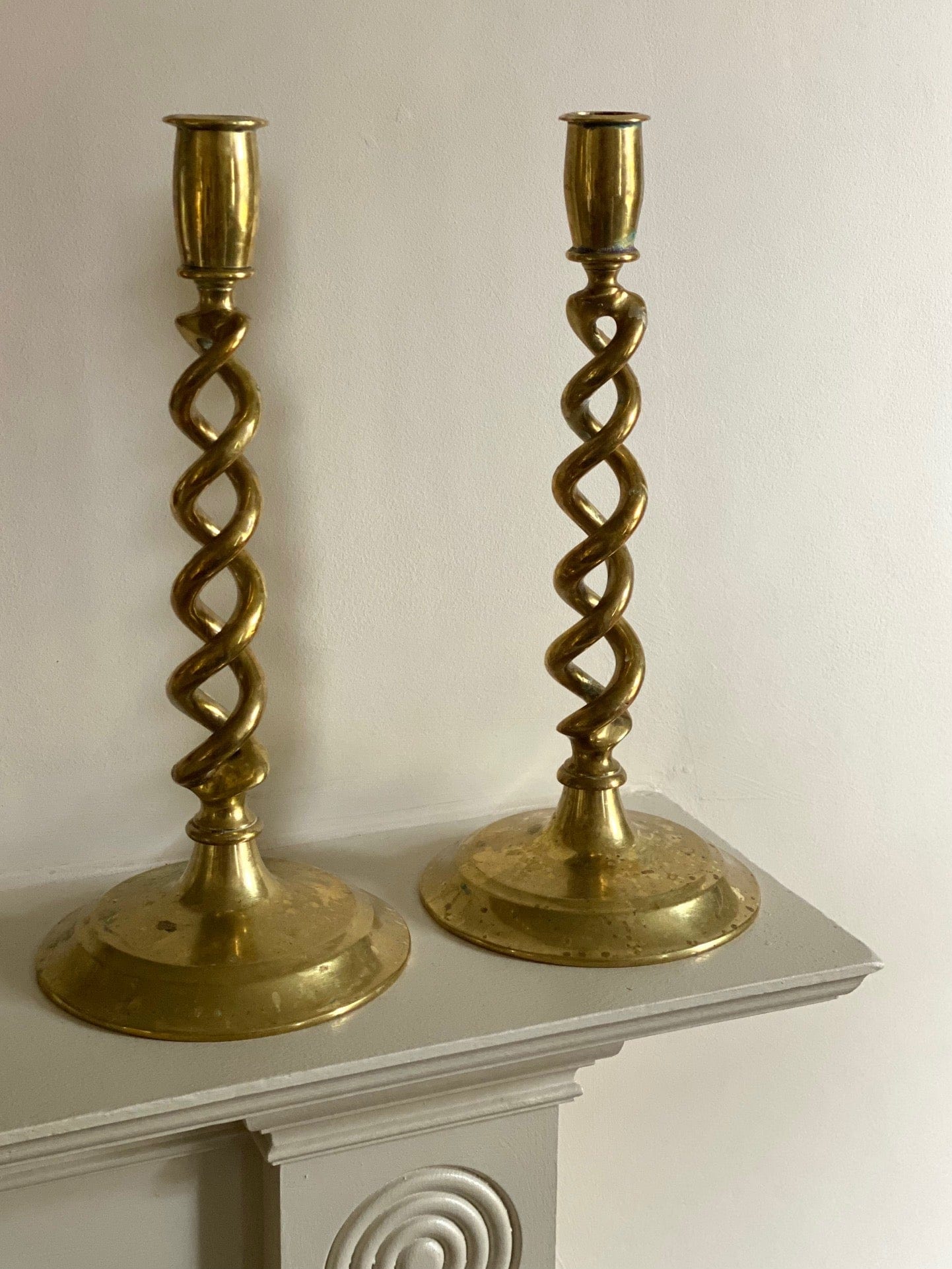 KEPT London Stock Brass twisted heavy candlesticks