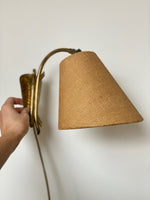 Load image into Gallery viewer, KEPT London Brass wall light with jute lampshade
