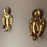 Load image into Gallery viewer, KEPT London Stock Brass wall sconces with embossing and punch decoration
