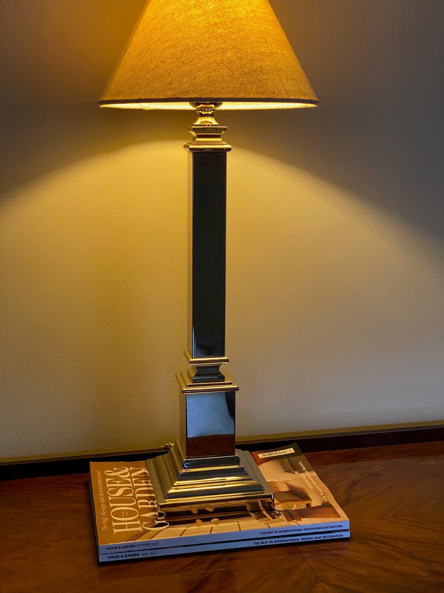 KEPT London Stock Chrome column table lamp
