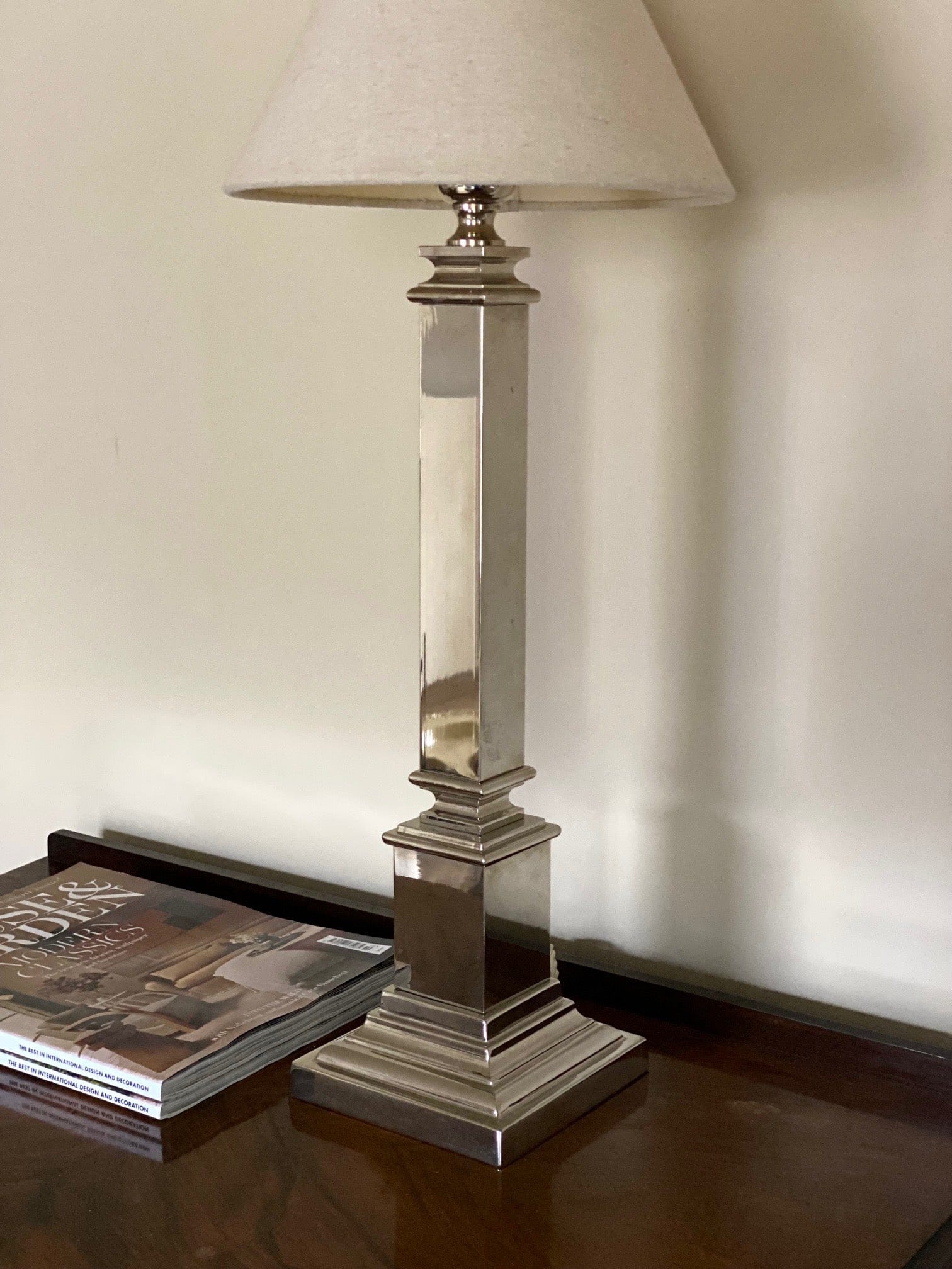 KEPT London Stock Chrome column table lamp