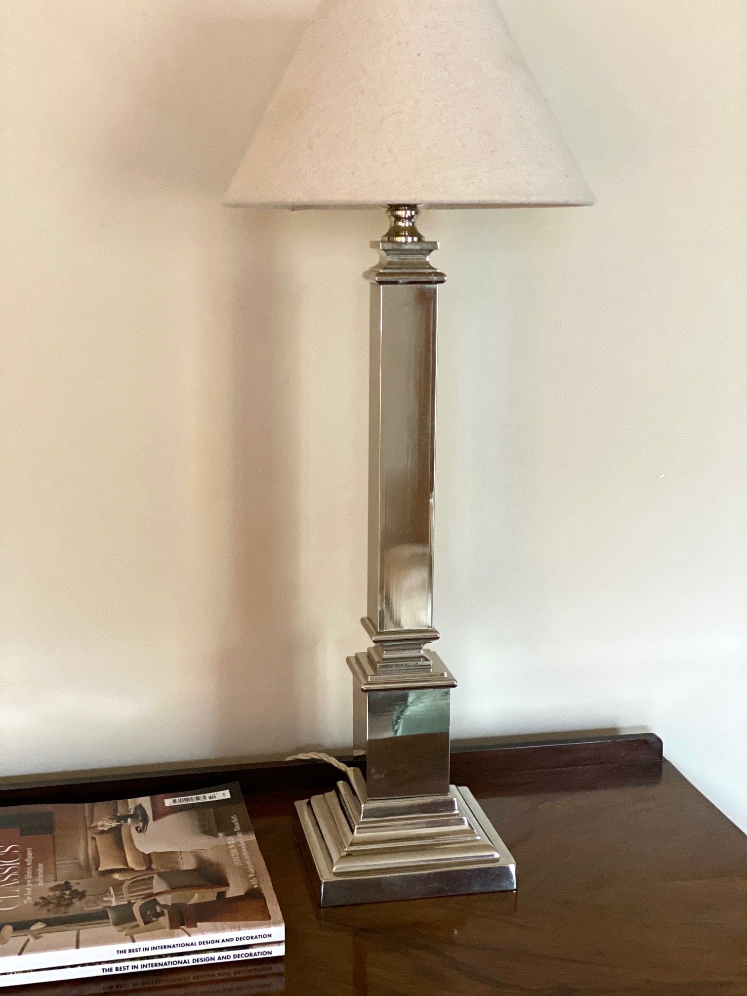 KEPT London Stock Chrome column table lamp