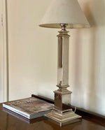 Load image into Gallery viewer, KEPT London Stock Chrome column table lamp
