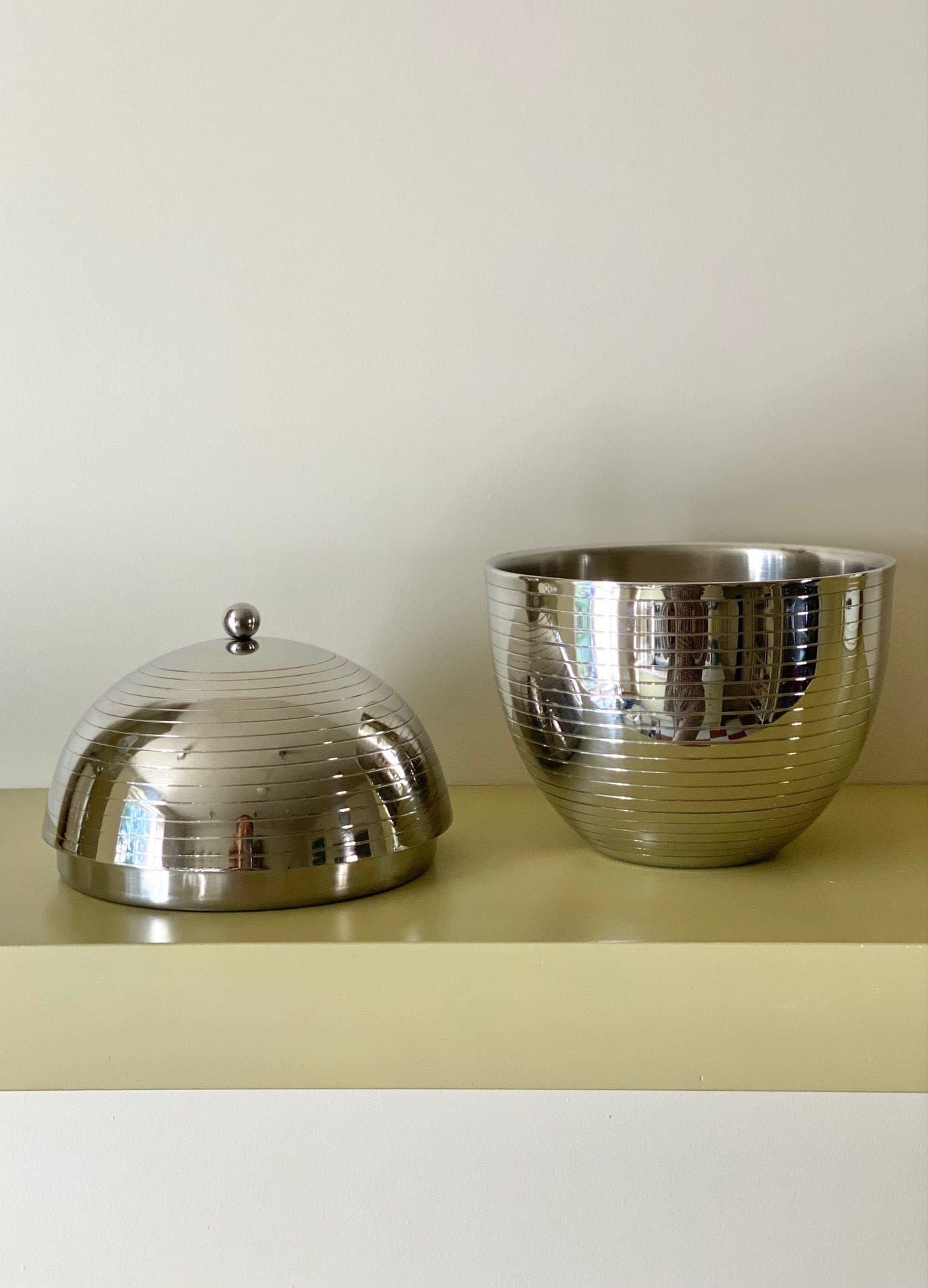 KEPT London Stock Chrome ribbed ice bucket