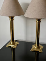 Load image into Gallery viewer, KEPT London Columnar pair of brass lamps
