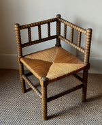 Load image into Gallery viewer, KEPT London Stock Corner bobbin turned chair with rush seat
