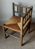 Load image into Gallery viewer, KEPT London Stock Corner bobbin turned chair with rush seat

