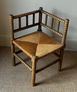 Load image into Gallery viewer, KEPT London Stock Corner bobbin turned chair with rush seat
