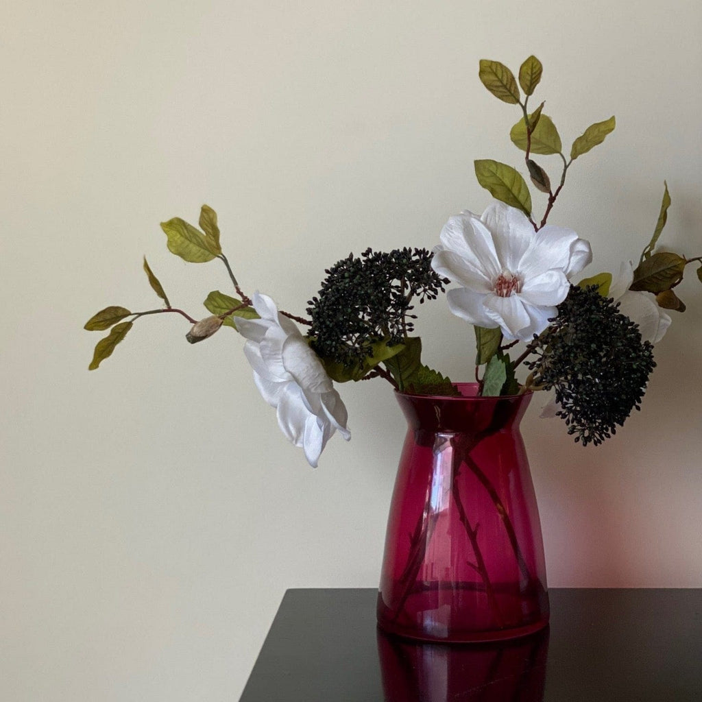 KEPT London Stock Cranberry pink glass vase