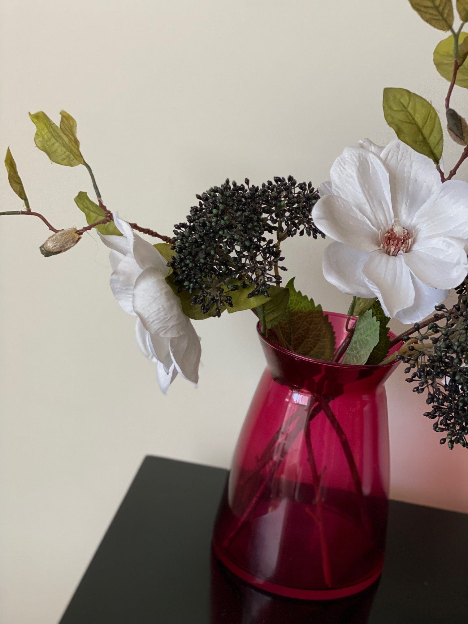 KEPT London Stock Cranberry pink glass vase