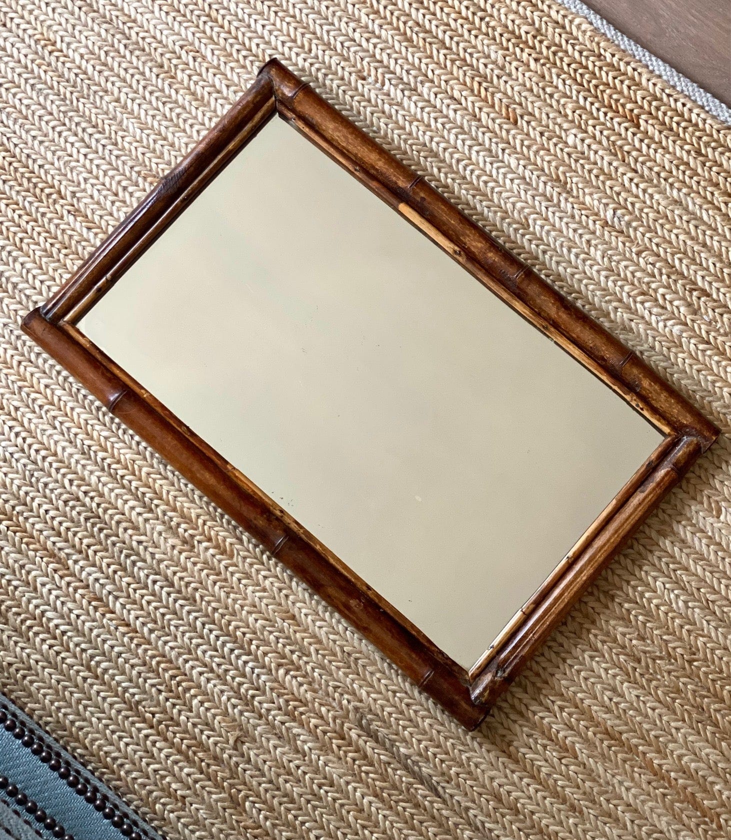 KEPT London Stock Dark bamboo rectangular mirror