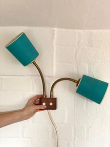 KEPT London Double wall lamp, with turquoise shades