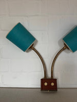 Load image into Gallery viewer, KEPT London Double wall lamp, with turquoise shades
