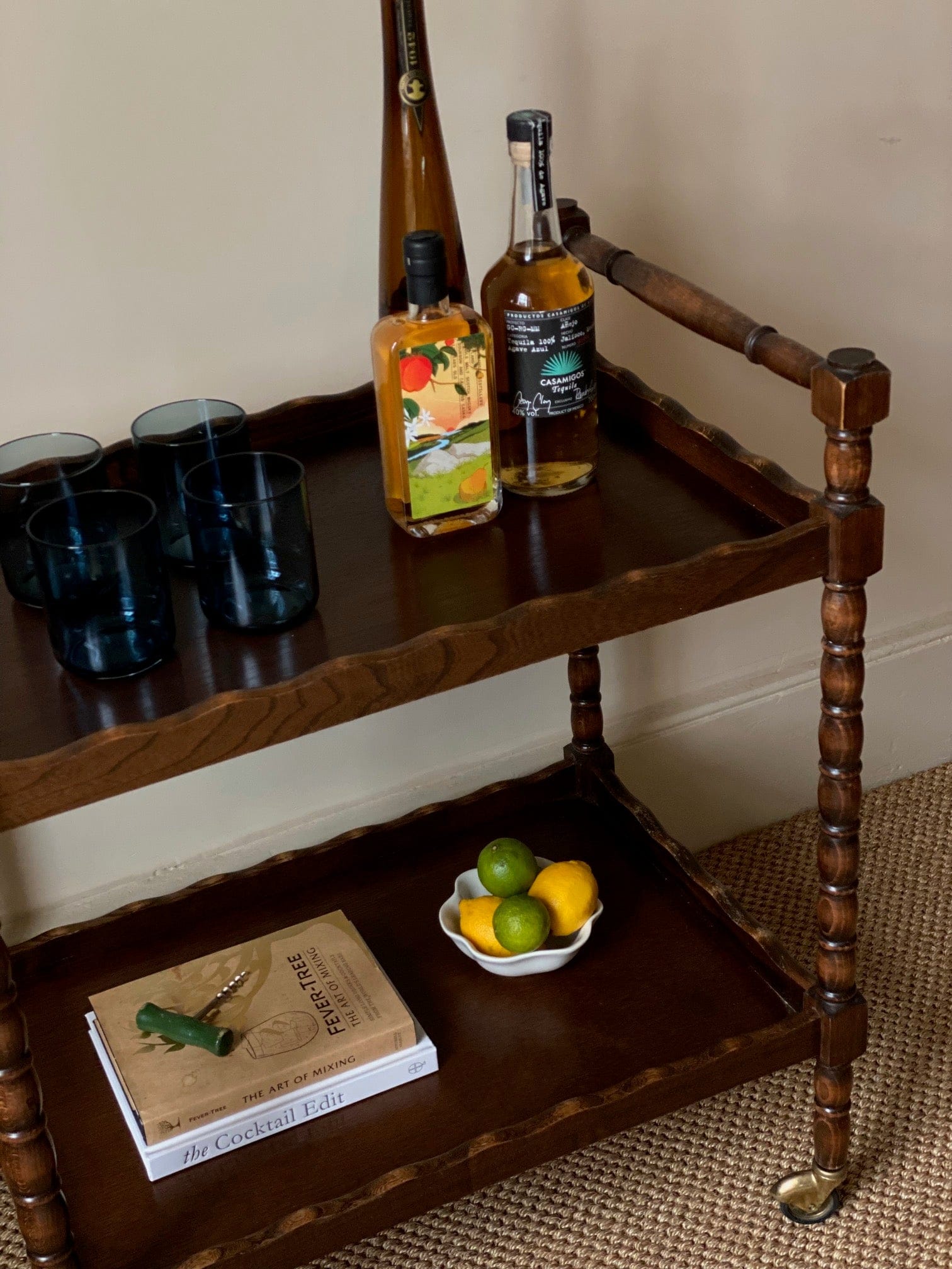 KEPT London Stock Drinks trolley with turned legs