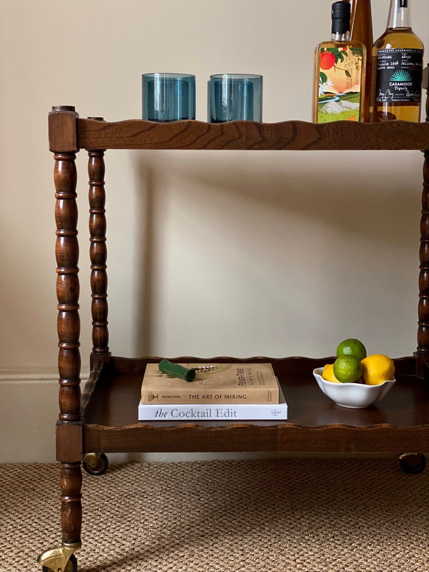 KEPT London Stock Drinks trolley with turned legs