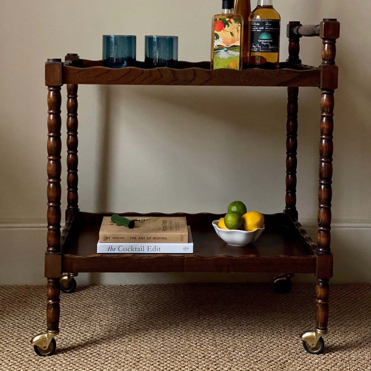KEPT London Stock Drinks trolley with turned legs