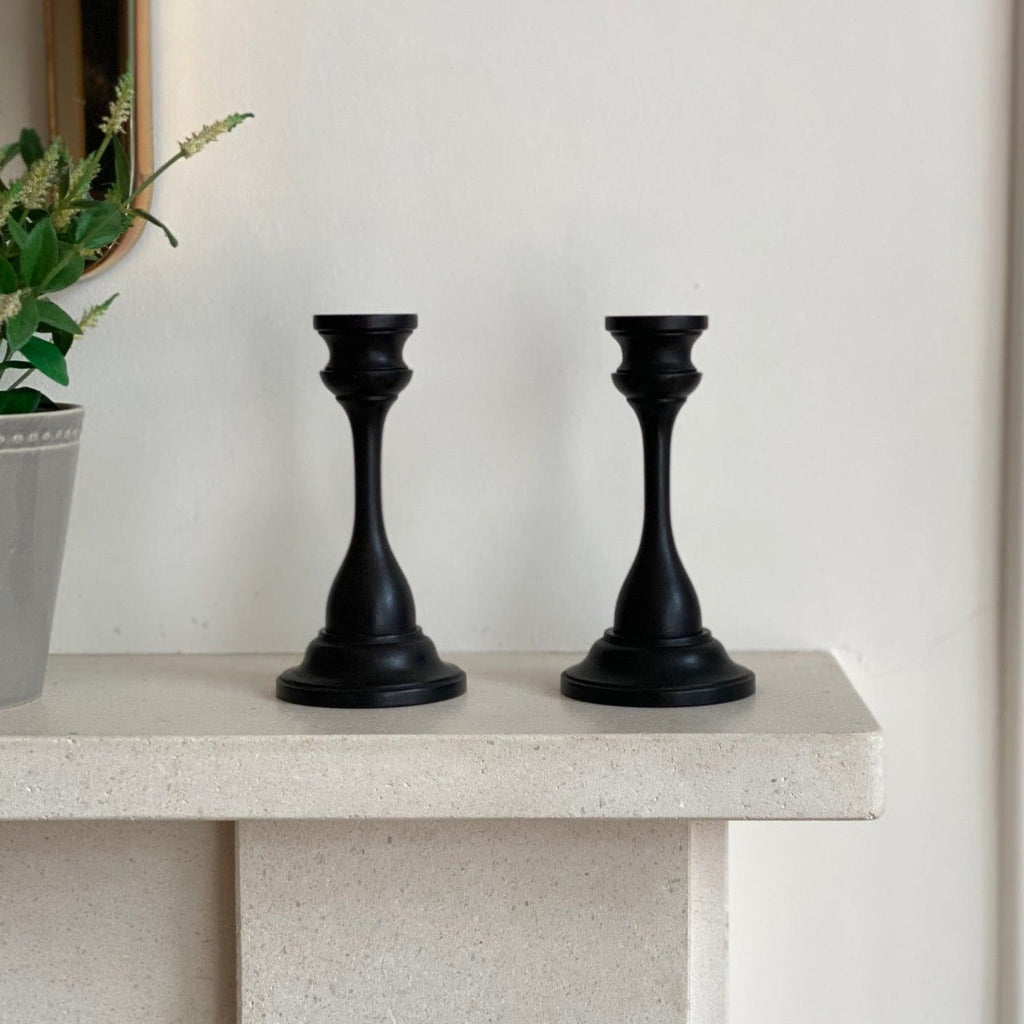 KEPT London Ebony turned candlesticks