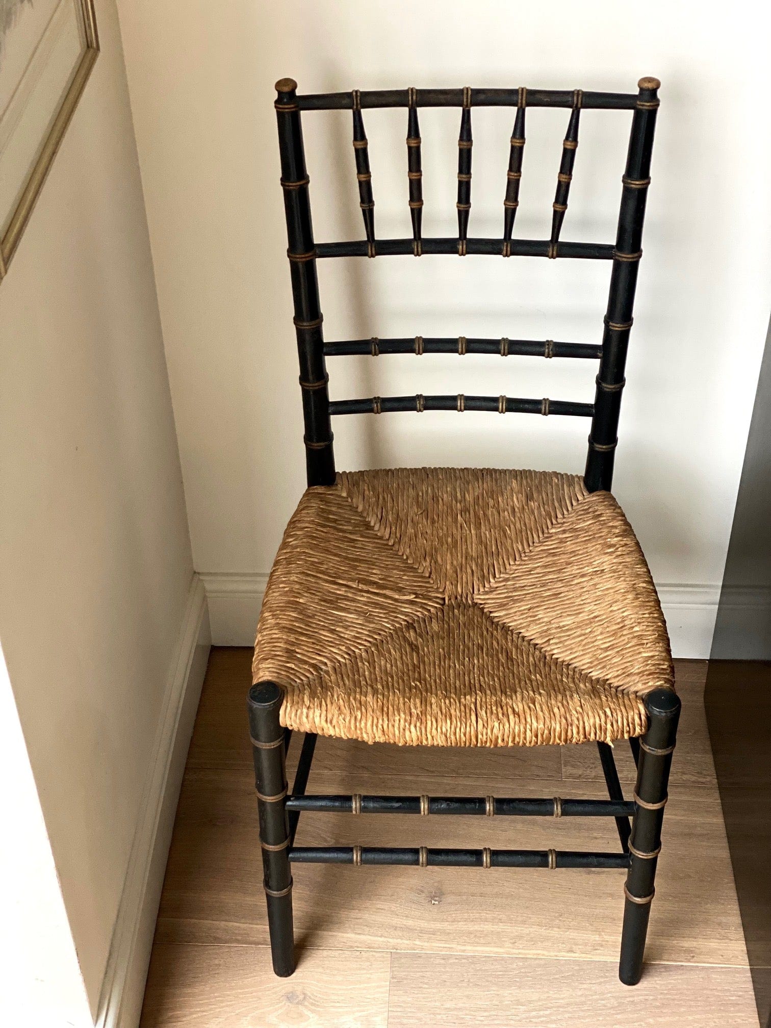 KEPT London Stock Edwardian faux bamboo rush chair